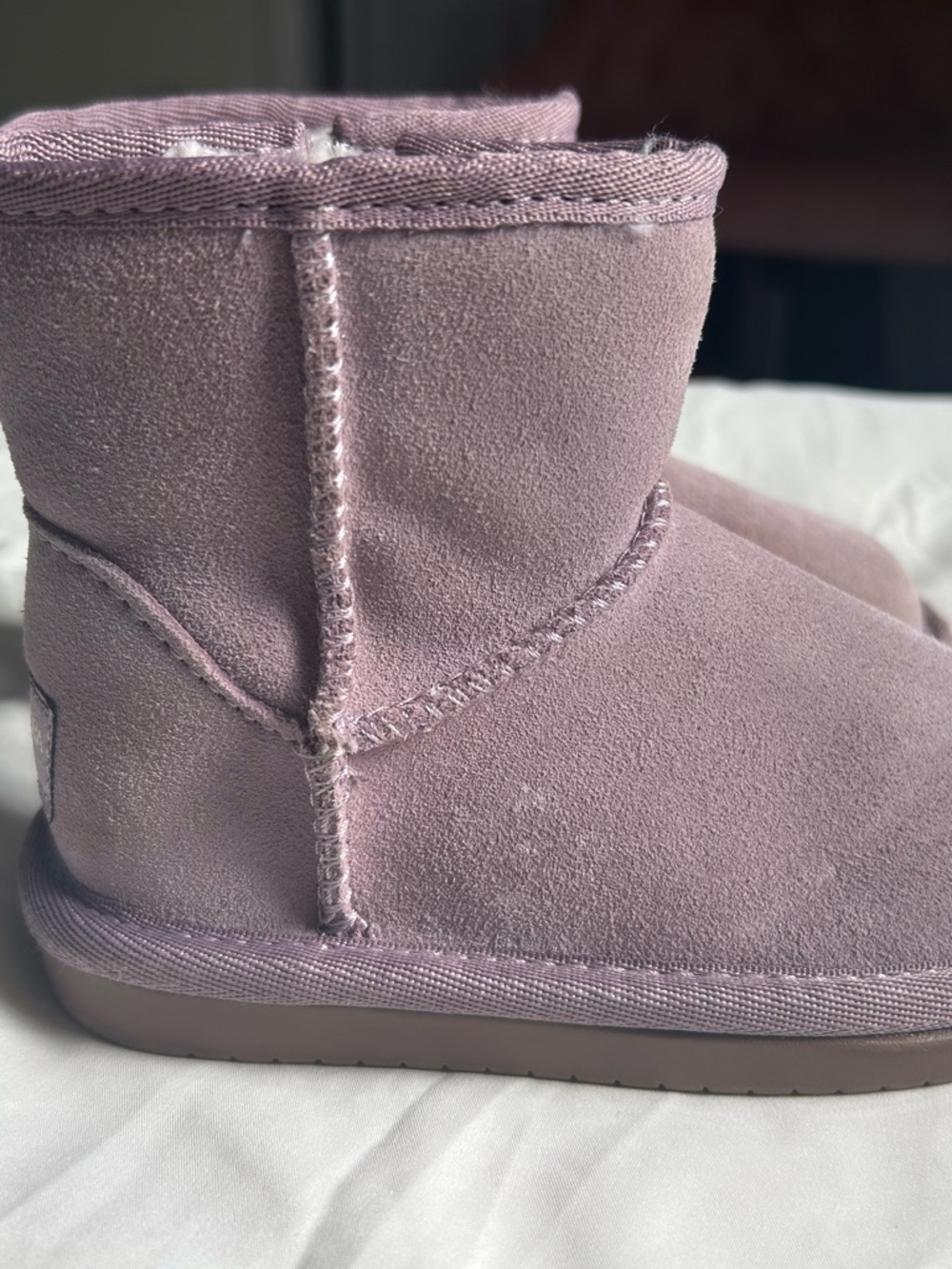 Koolaburra Short Shearling-Lined Bootie in Dusty Lavender